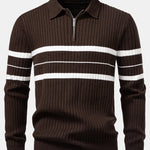 Ensemble — polo côtelé zippé en maille rayée & pantalon fuselé coupe slim