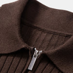 Ensemble — polo côtelé zippé en maille rayée & pantalon fuselé coupe slim