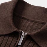 Ensemble — polo côtelé zippé en maille rayée & pantalon fuselé coupe slim