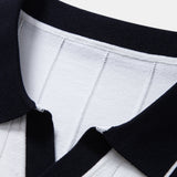 Ensemble — polo côtelé en maille à col Johnny et bordure contrastante & pantalon
