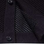 Ensemble — chemise boutonnée en maille ajourée rayée & short à cordon