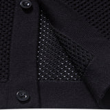 Ensemble — chemise boutonnée en maille ajourée rayée & short à cordon