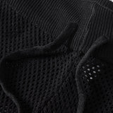 Ensemble — chemise boutonnée en maille ajourée rayée & short à cordon