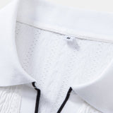 Ensemble — polo jacquard géométrique à col Johnny & pantalon fuselé coupe slim