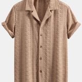 Ensemble — chemise cubaine jacquard à damier floral & short à cordon en lin et coton