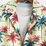 Ensemble — chemise à imprimé flamants roses et palmiers coupe décontractée & short de bain