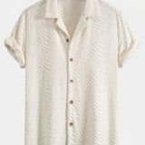 Ensemble — chemise cubaine en éponge à texture animale & pantalon en lin à jambe droite
