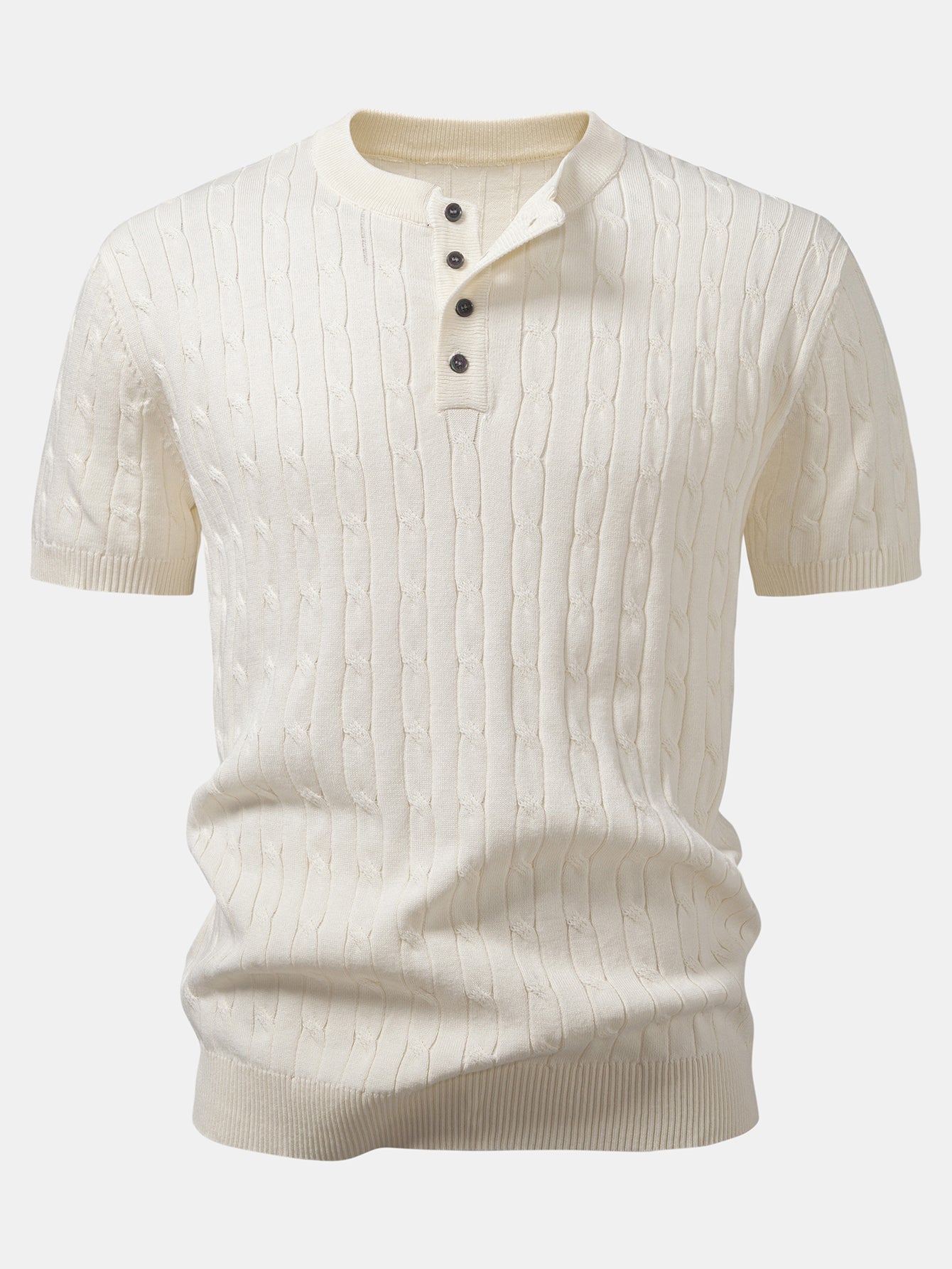 Ensemble — chemise henley en maille torsadée & pantalon fuselé coupe slim