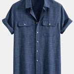 Ensemble Capucine — chemise texturée à deux poches & pantalon en lin à jambe droite