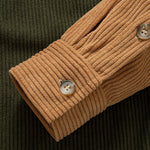 Ensemble — chemise à capuche patchwork en velours côtelé à poches & pantalon en velours côtelé