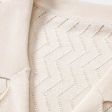 Ensemble — chemise en maille ajourée zigzag & pantalon en lin à jambe droite