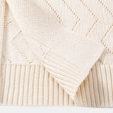 Ensemble — chemise en maille ajourée zigzag & pantalon en lin à jambe droite