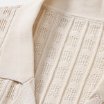 Ensemble — chemise en maille ajourée à carreaux & pantalon en lin à jambe droite