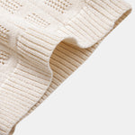 Ensemble — chemise en maille ajourée à carreaux & pantalon en lin à jambe droite