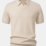 Ensemble — polo en maille jacquard à vagues et col V & pantalon fuselé coupe slim