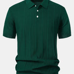 Ensemble — polo en maille jacquard rayée & pantalon côtelé à jambe droite