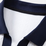 Ensemble — polo en maille jacquard géométrique contrastante & pantalon fuselé coupe slim