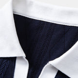 Ensemble — polo en maille jacquard géométrique contrastante & pantalon fuselé coupe slim