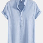 Chemise en lin à col semi-ouvert