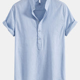 Chemise en lin à col semi-ouvert
