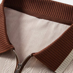 Ensemble Capucine — polo zippé en maille texturée à bordure contrastante & pantalon fuselé