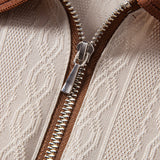 Ensemble Capucine — polo zippé en maille texturée à bordure contrastante & pantalon fuselé
