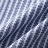 Ensemble — chemise en lin à col officier et manches courtes & pantalon en lin rayé