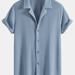 Ensemble — chemise cubaine texturée gaufrée & pantalon en lin à jambe droite