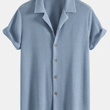 Ensemble — chemise cubaine texturée gaufrée & pantalon en lin à jambe droite