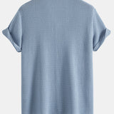 Ensemble — chemise cubaine texturée gaufrée & pantalon en lin à jambe droite