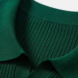 Ensemble — polo en maille rayée à col Johnny & pantalon côtelé à jambe droite