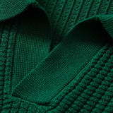 Ensemble — polo en maille rayée à col Johnny & pantalon côtelé à jambe droite