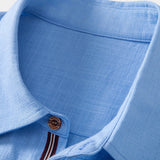 Ensemble — chemise en lin à manches courtes & pantalon en lin à jambe droite