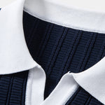 Ensemble — polo en maille texturée contrastante à col Johnny & pantalon fuselé