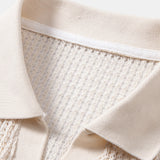 Ensemble — polo crocheté à col V coupe décontractée & pantalon en lin à jambe droite
