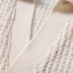 Ensemble — polo crocheté à col V coupe décontractée & pantalon en lin à jambe droite