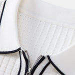 Ensemble — polo gaufré zippé en maille à bordure contrastante & pantalon fuselé coupe slim