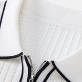 Ensemble — polo gaufré zippé en maille à bordure contrastante & pantalon fuselé coupe slim