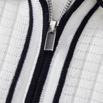 Ensemble — polo gaufré zippé en maille à bordure contrastante & pantalon fuselé coupe slim