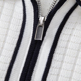Ensemble — polo gaufré zippé en maille à bordure contrastante & pantalon fuselé coupe slim