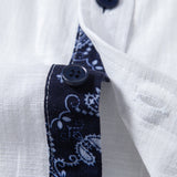 Chemise en lin à imprimé paisley contrastant