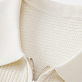 Ensemble — polo gaufré zippé en maille contrastante & pantalon fuselé coupe slim