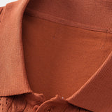 Ensemble — chemise boutonnée en maille jacquard torsadé & pantalon en lin à jambe droite