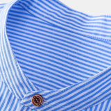 Ensemble — chemise en coton rayé à col officier et manches courtes & pantalon en lin