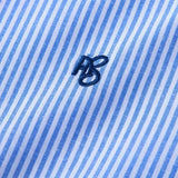 Ensemble — chemise en coton rayé à col officier et manches courtes & pantalon en lin