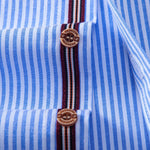 Ensemble — chemise en coton rayé à col officier et manches courtes & pantalon en lin