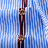 Ensemble — chemise en coton rayé à col officier et manches courtes & pantalon en lin
