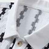 Ensemble — chemise jacquard à carreaux & pantalon en lin à jambe droite