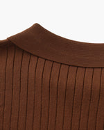 Open-Neck Ribbed Knit Polo
