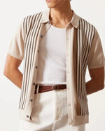 Contrast Vertical Stripe Knit Polo
